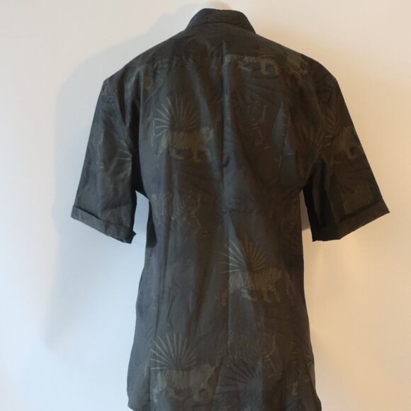 Mens Versace Jeans Olive Green Monochromatic Tiger Image Print Shirt M * - Picture 7 of 11